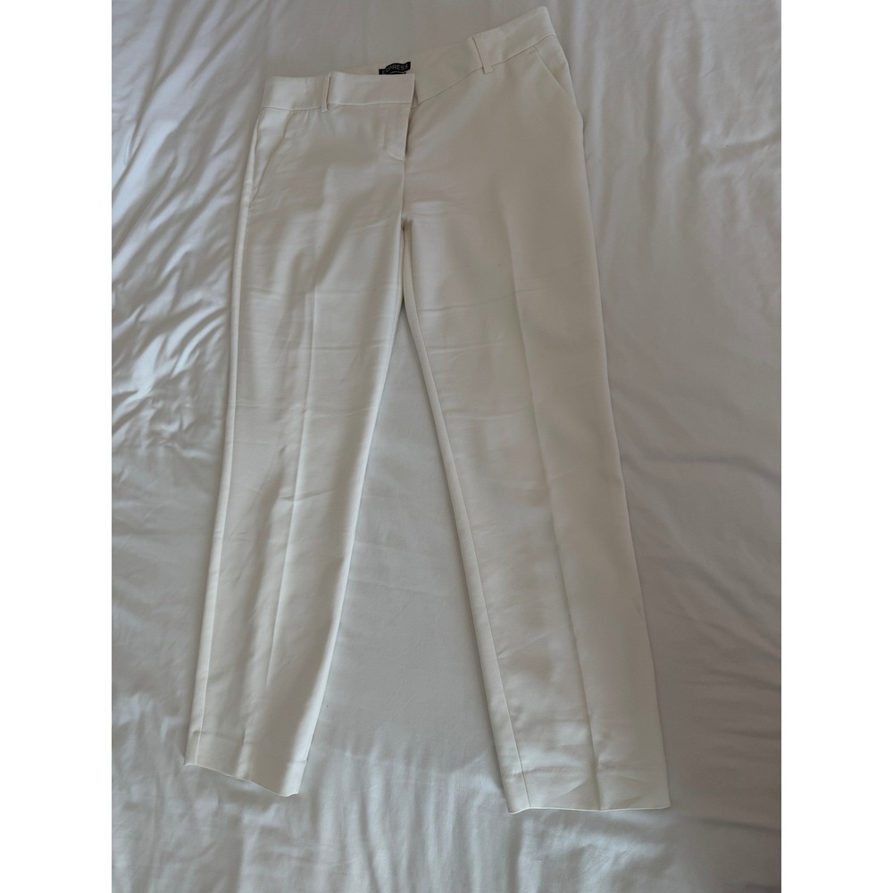 Express Columnist White 2 Piece Pant Suit Set Blazer Size 8 Pants Size 8R - Picture 8 of 16
